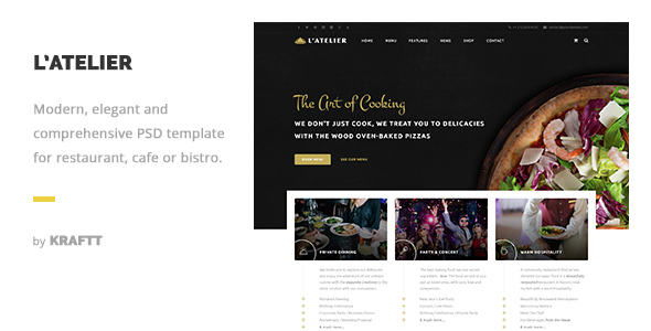 L'Atelier - Elegant Restaurant PSD Template