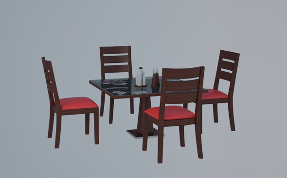 Low Poly Table and Chairs - 3DOcean Item for Sale