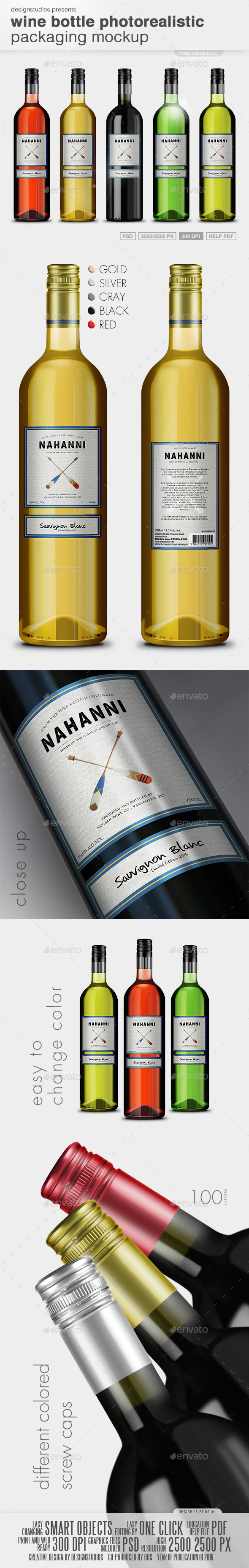 Wine Bottle Photorealistic Packaging Mock-Up