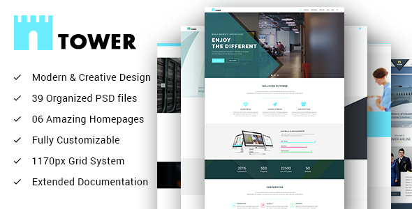 TOWER - Creative Small Business PSD Template for Startups