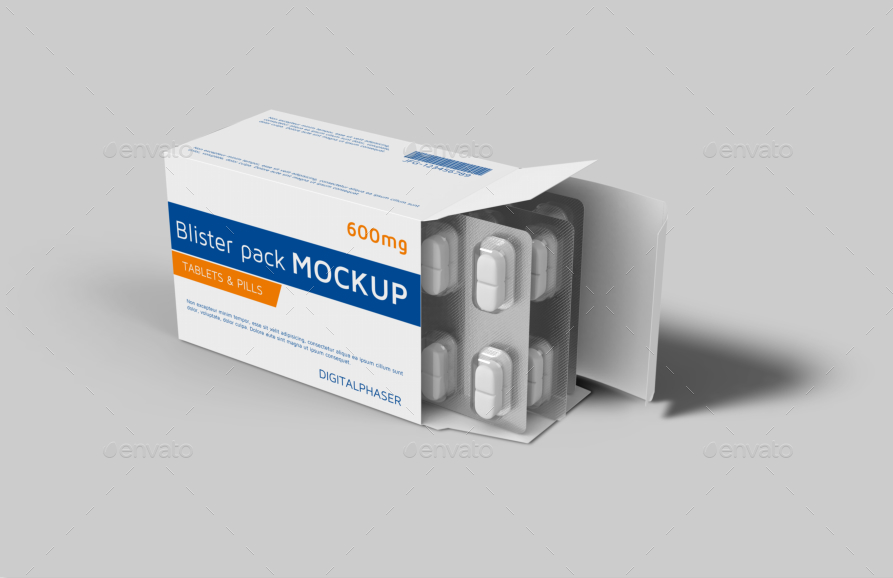 Tablets Capsule Blister Pack Box Mockup by Fusionhorn ...