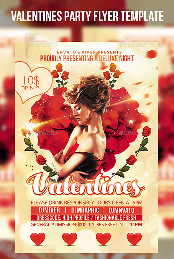 Valentines Party Flyer Template