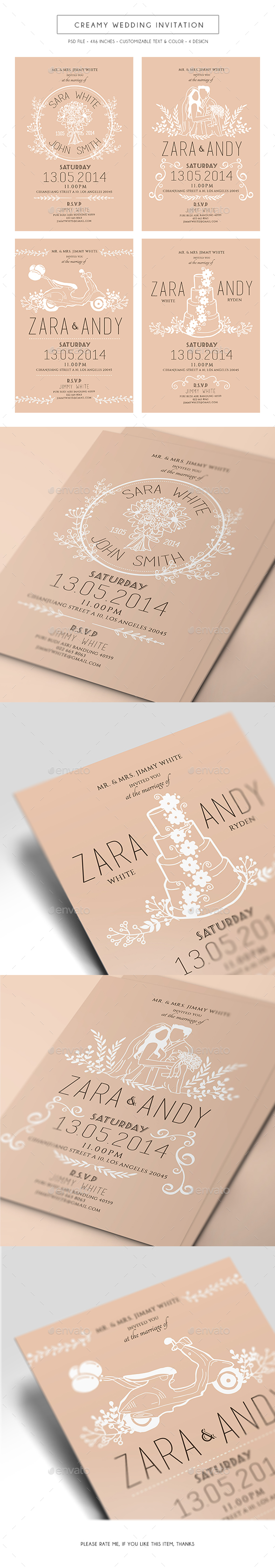 Creamy Wedding Invitation