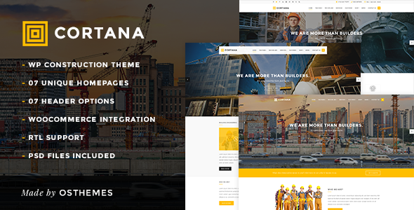 Cortana - Building and Construction WordPress Theme