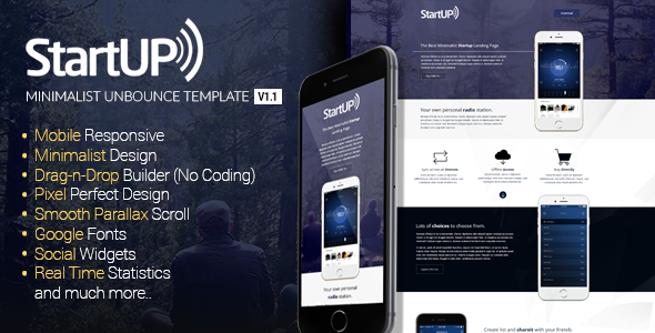 Startup - Minimalist Responsive Unbounce Template