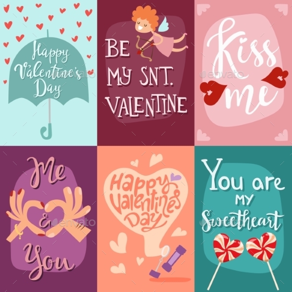 Happy Valentines Day Greeting Cards Vector