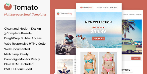 Tomato - Responsive Email Templates + Builder