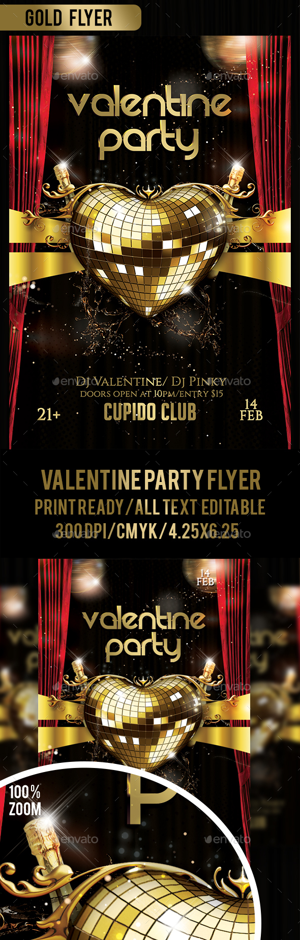 Valentine Gold Party Flyer