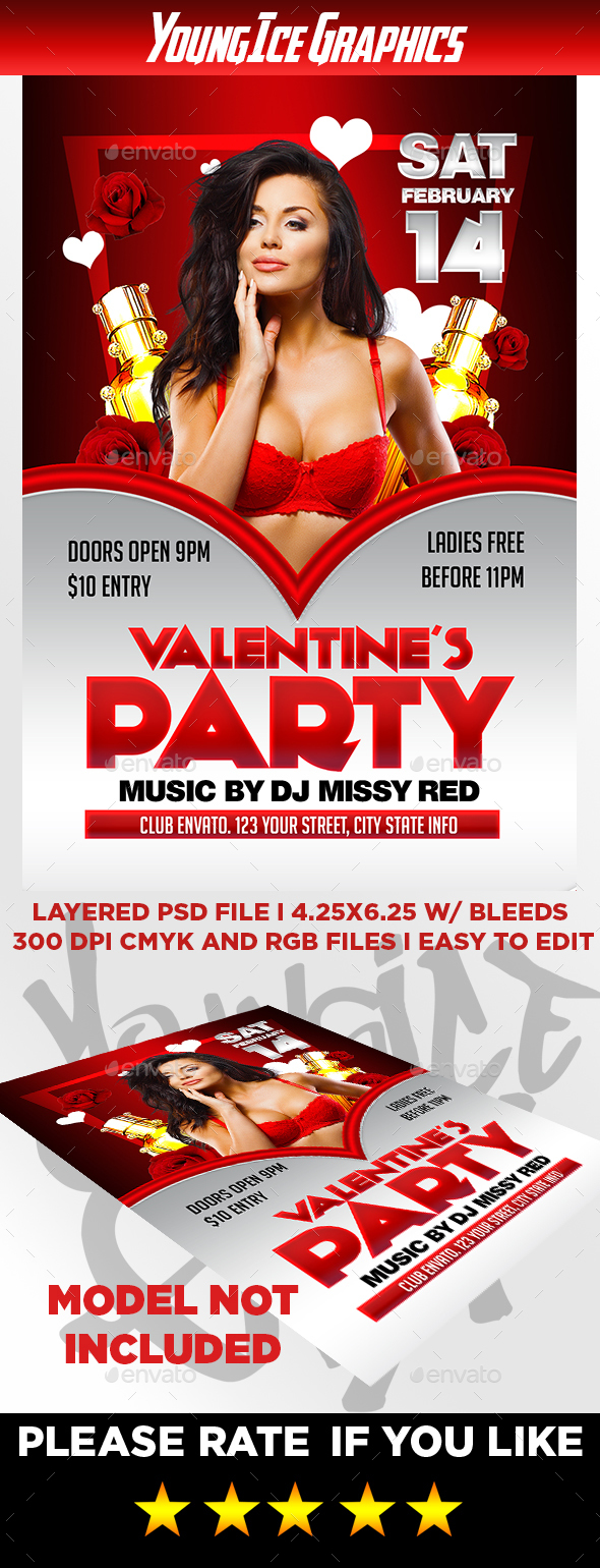 Valentines Party Flyer Template