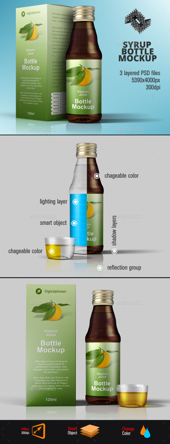 Medicine Syrup / Juice Packaging Mockup