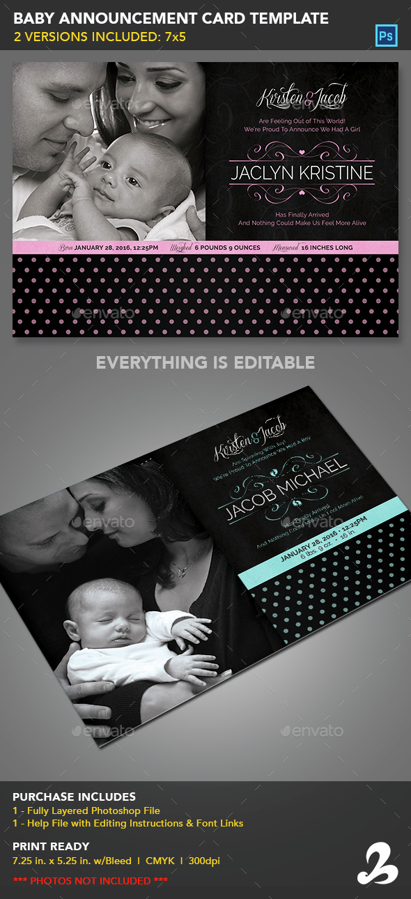 Baby Announcement Card Template