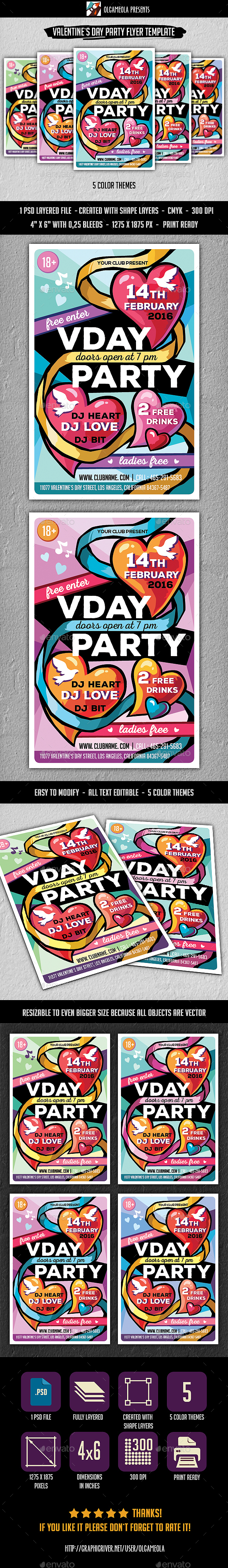 Valentines Day Party Flyer Template