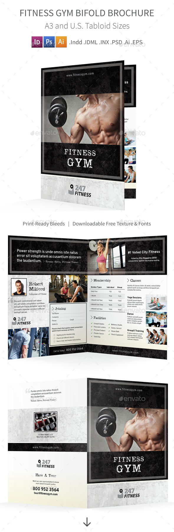Fitness Gym Bifold / Halffold Brochure 3