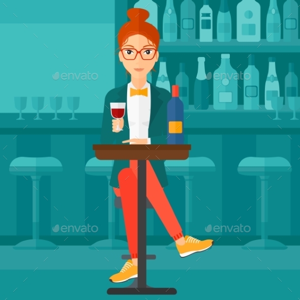 Woman Sitting at Bar