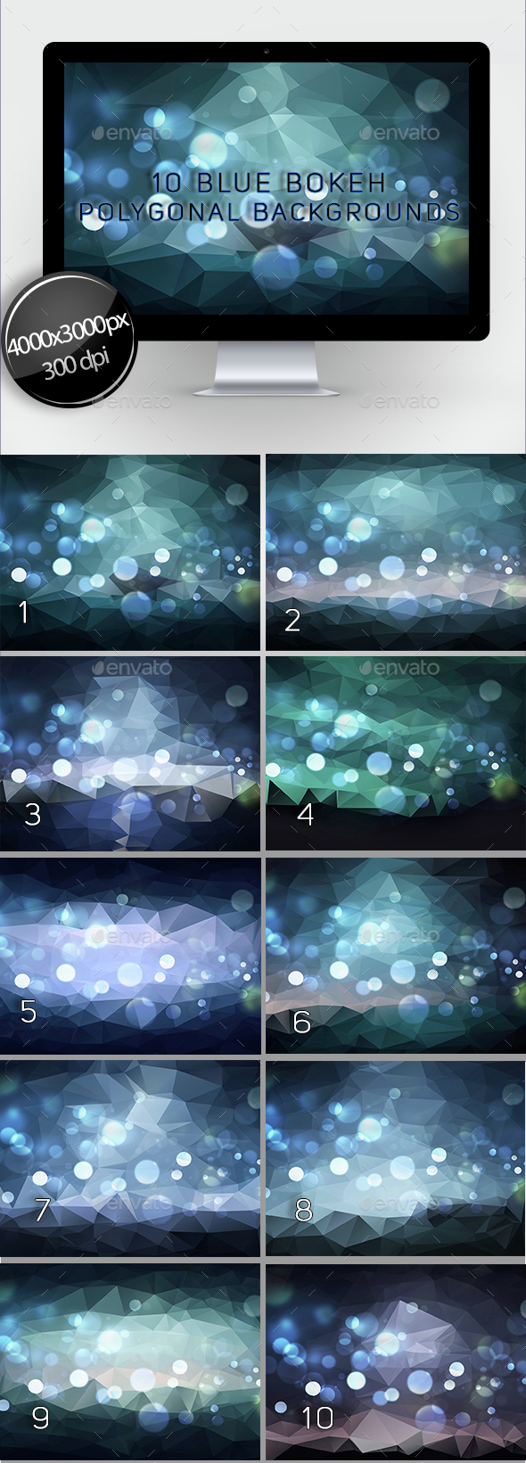 10 Blue Bokeh Polygonal Backgrounds