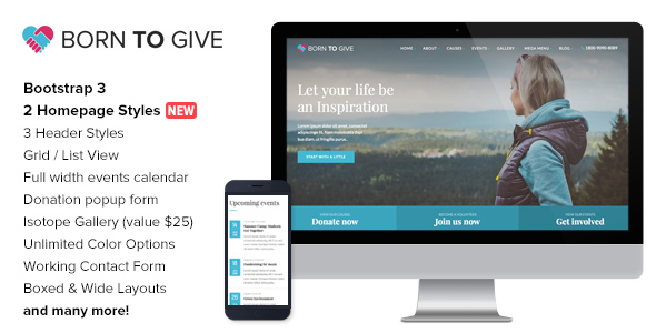 Born To Give - Charity Crowdfunding Responsive HTML5 Template