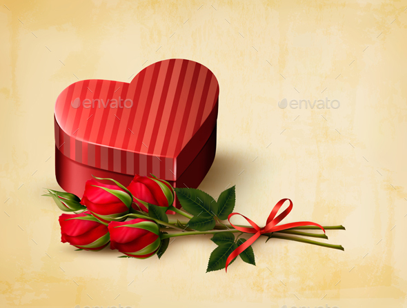 Holiday Vintage Valentines Day Background Red Vector