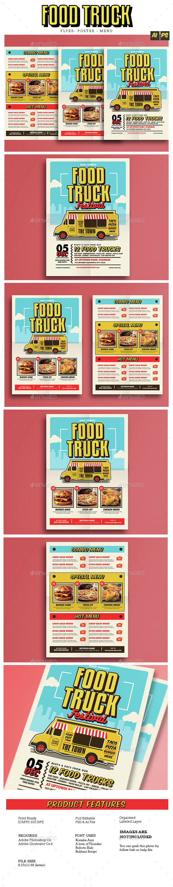 Pop Art Food Truck Flyer/Poster/Menu