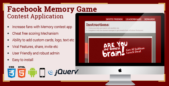 Facebook Memory Game Contest Application