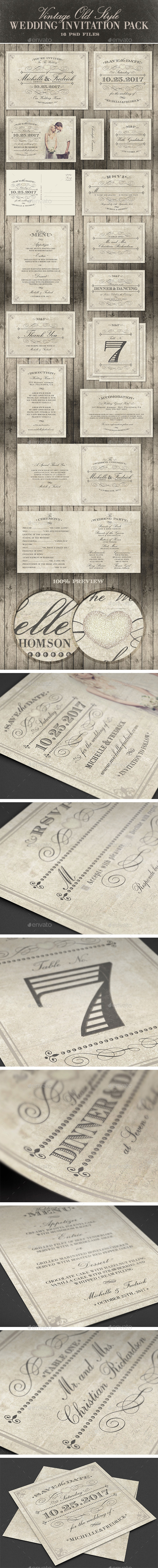 Wedding Invitation Package - Vintage Old Style