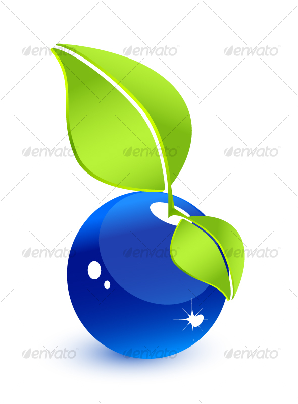 Original blue water-fruit. Environmental concept