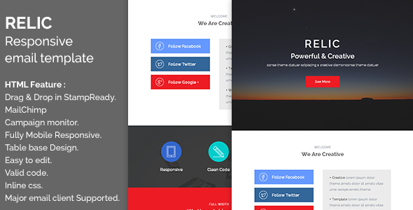 Relic - Responsive Email with Online Editor