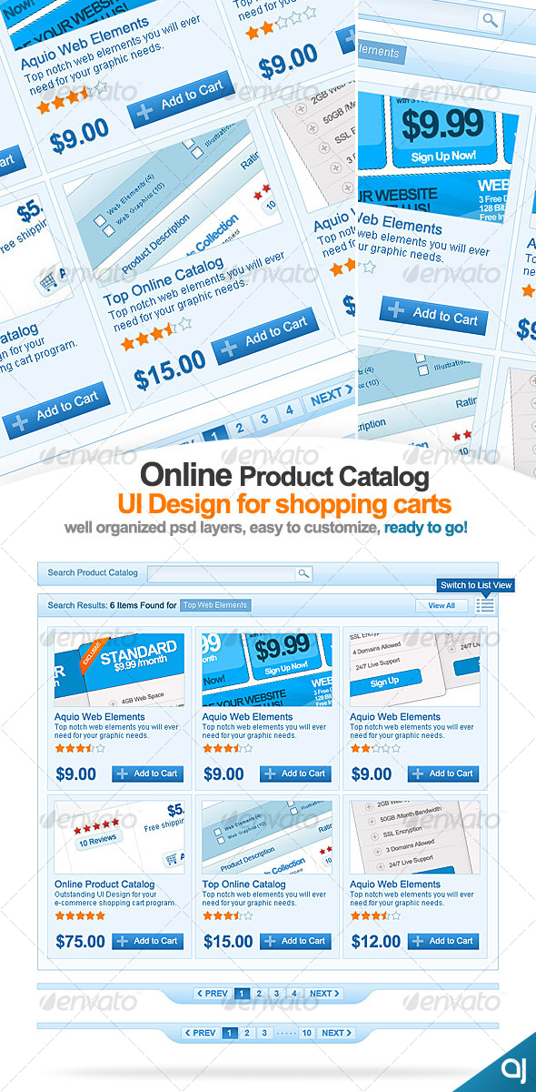 Clean Online catalog UI design for shopping carts Clean Online catalog UI design for shopping carts