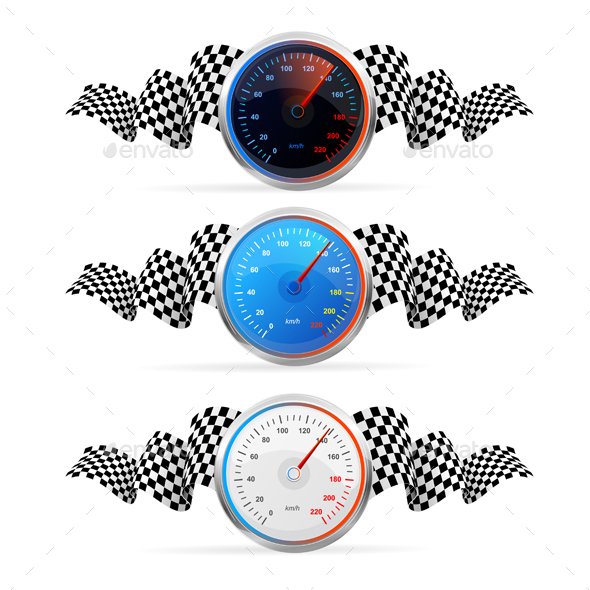 Racing Flag Set with Speedometer