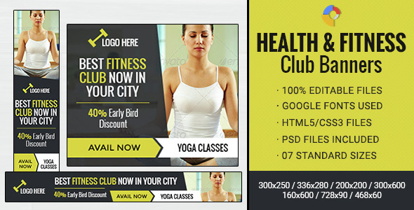 GWD | Health & Fitness Club Banner - 07 Sizes