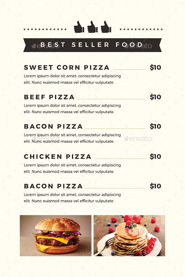 simple restaurant menus