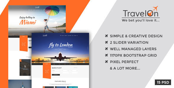 Travel On - Modern PSD Template for Travel Related Businesses