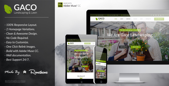 Gaco - Landscaping & Gardening Muse Template