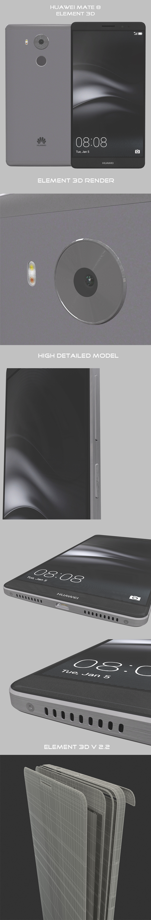 Element 3D Huawei Mate 8 - 3DOcean Item for Sale