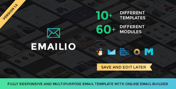 Emailio Responsive Multipurpose Email Template With Online Email Builder