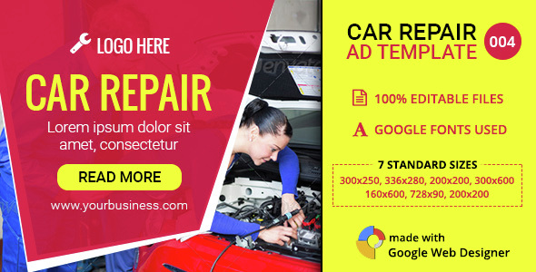 GWD | Car Repair & Service HTML5 Banners - 07 Sizes