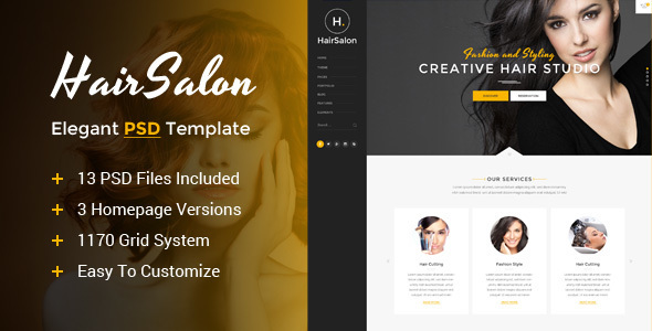 Hair Salon - Elegant PSD Template