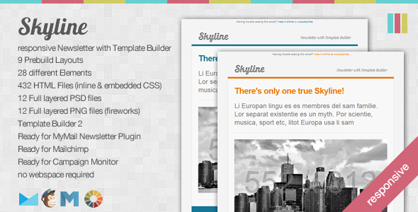 Skyline - Responsive Newsletter with Template Builder