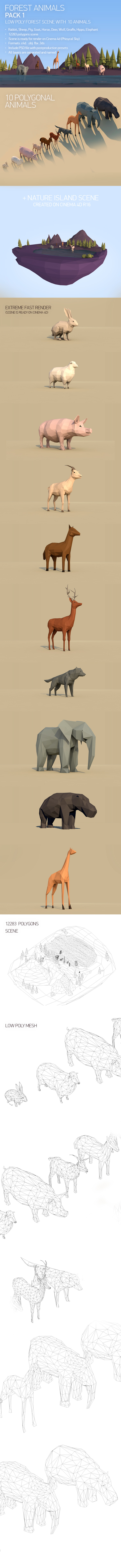 Low Poly Forest Animals Pack 1 - 3DOcean Item for Sale