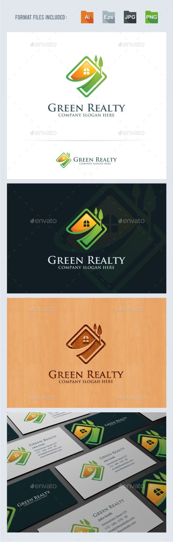 Green Realty - House - Real Estate Logo