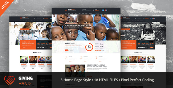Giving Hand - Responsive HTML Template for Charity & Fund Raising