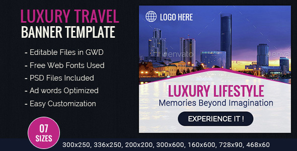 GWD | Luxury Travel & Tourism HTML5 Banners - 07 Sizes