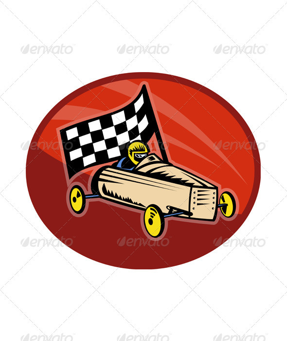 Soap Box Derby Car Racing Checkered Flag