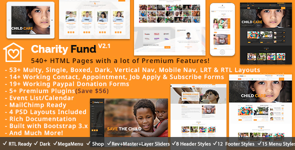 CharityFund - Nonprofit, Fundraising, Charity & Crowdfunding Responsive HTML5 Template