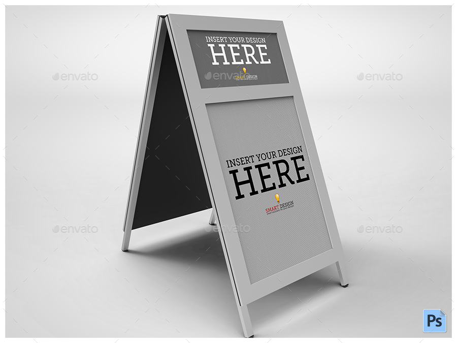 Sidewalk Poster Sign Mockup by shockymocky GraphicRiver