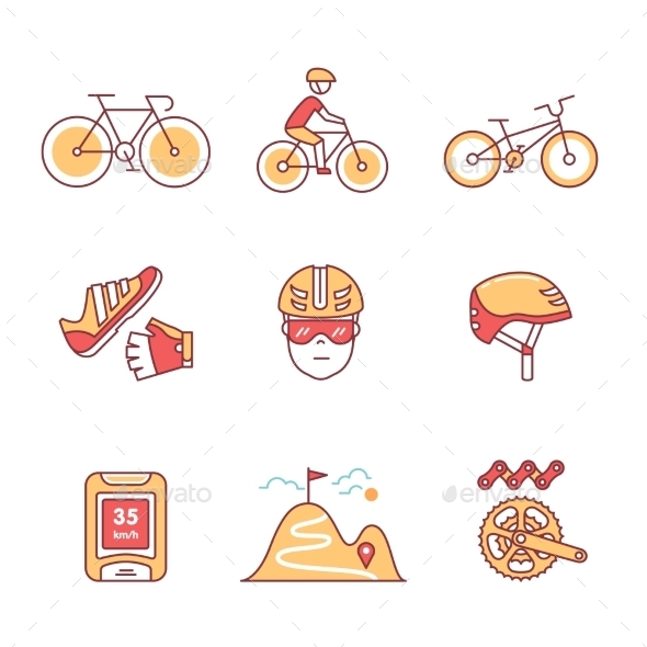 Bike Cycling and Biking Accessories Sign Set