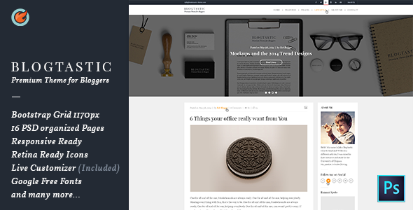 Blogtastic - Blog PSD Template.