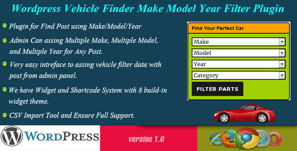 Wordpress Vehicle Finder - Make/Model/Year