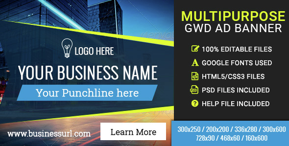 GWD | Multipurpose Business HTML5 Banners - 07 Sizes