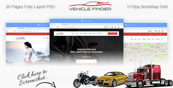 Vehicle Finder and Booking PSD Template