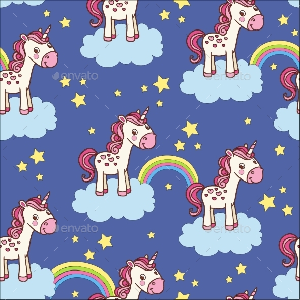 Seamless Pattern with Unicorn